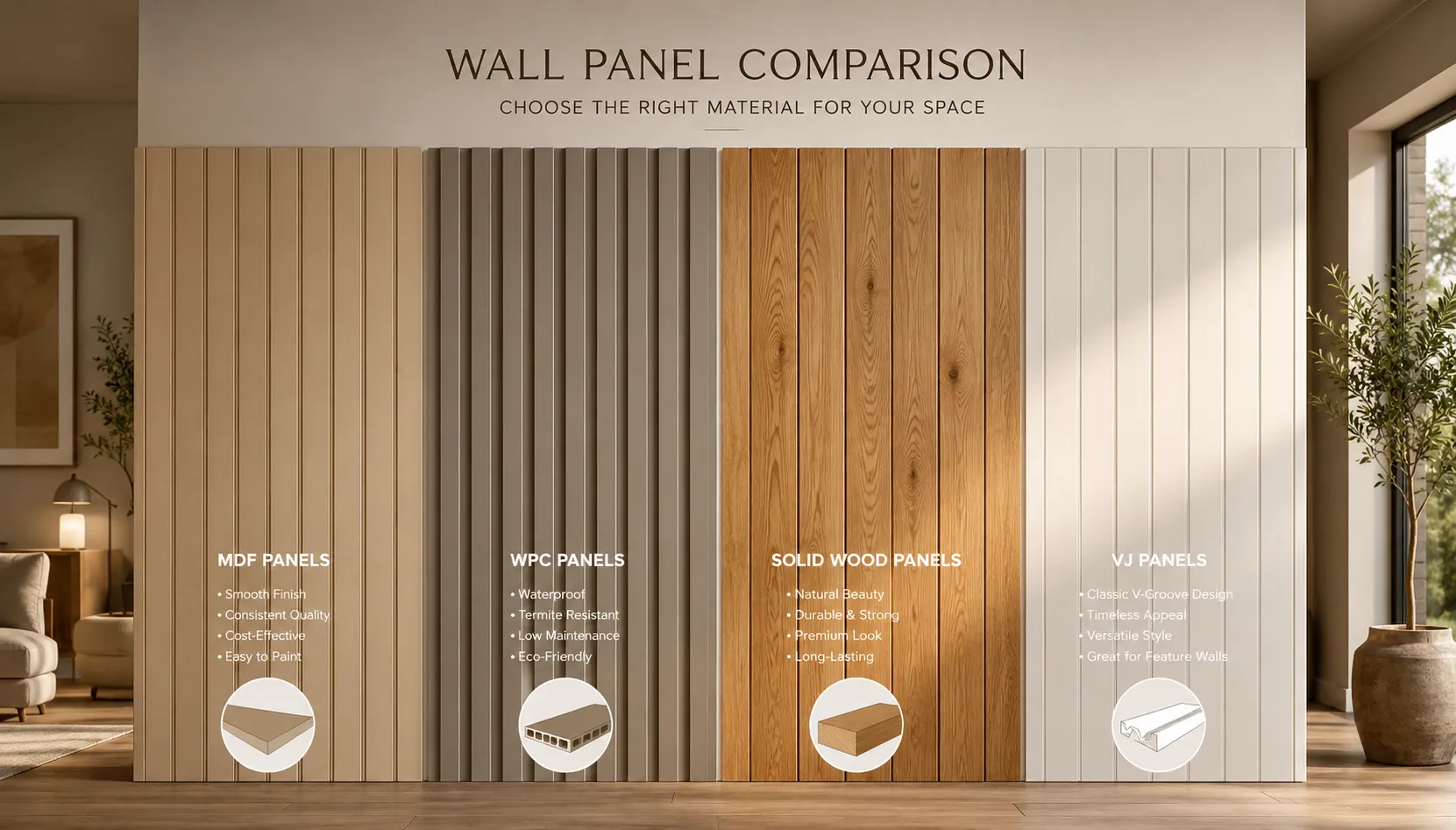Interior wall panel material comparison