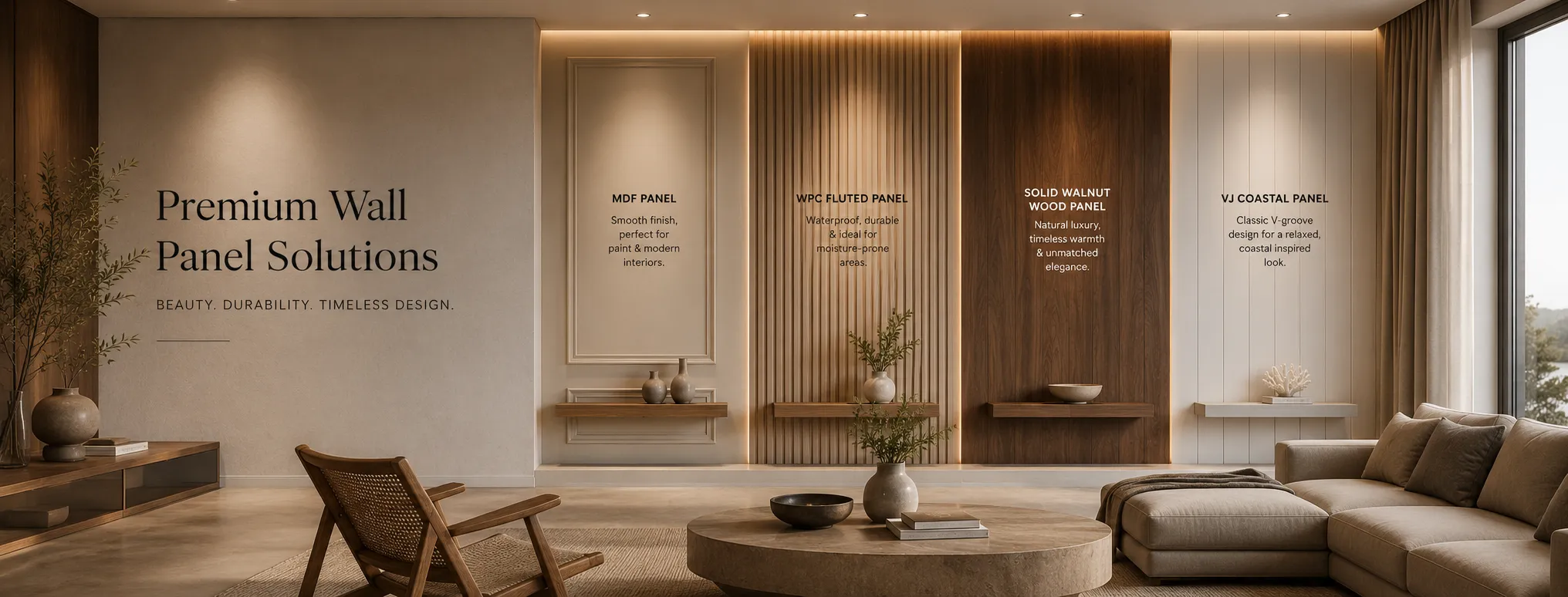 MDF vs WPC vs solid wood vs VJ wall panels comparison