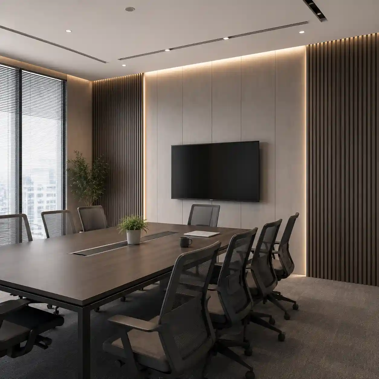 Balanced depth feature of 12mm solid fluted wall panel