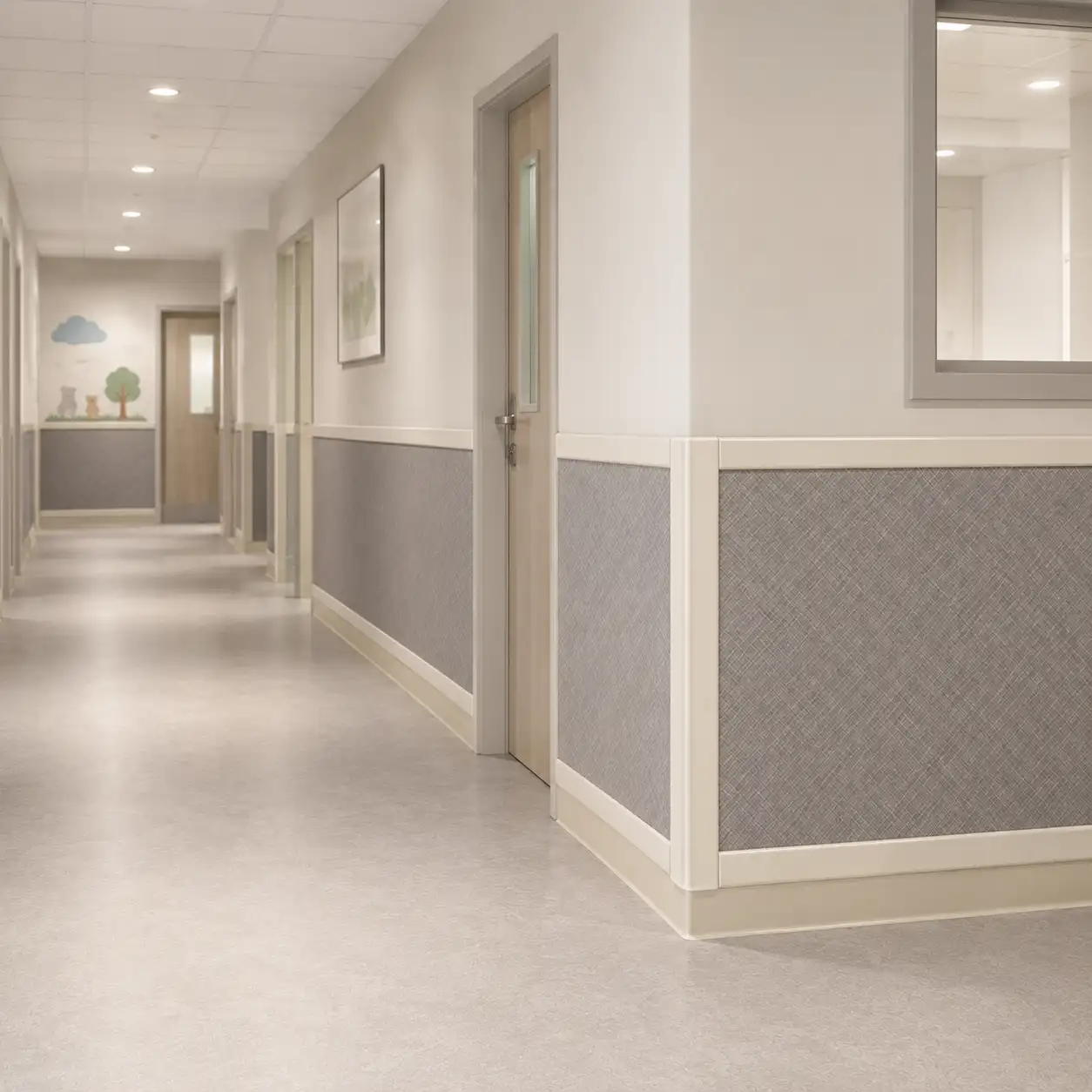 Anti-collision wall boards for school clinic and public corridor wall protection