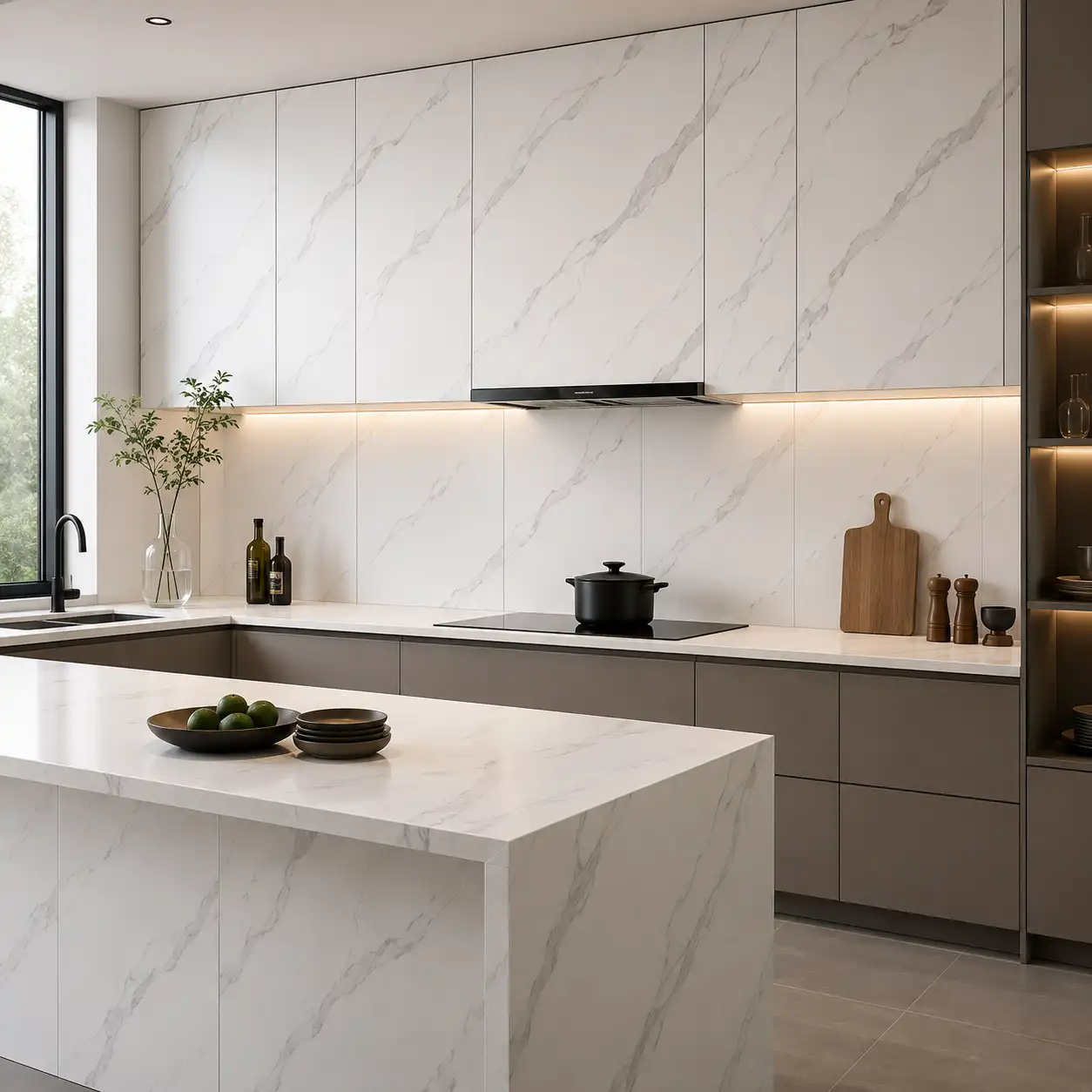 Waterproof bathroom wall panel surface detail for moisture-prone interiors