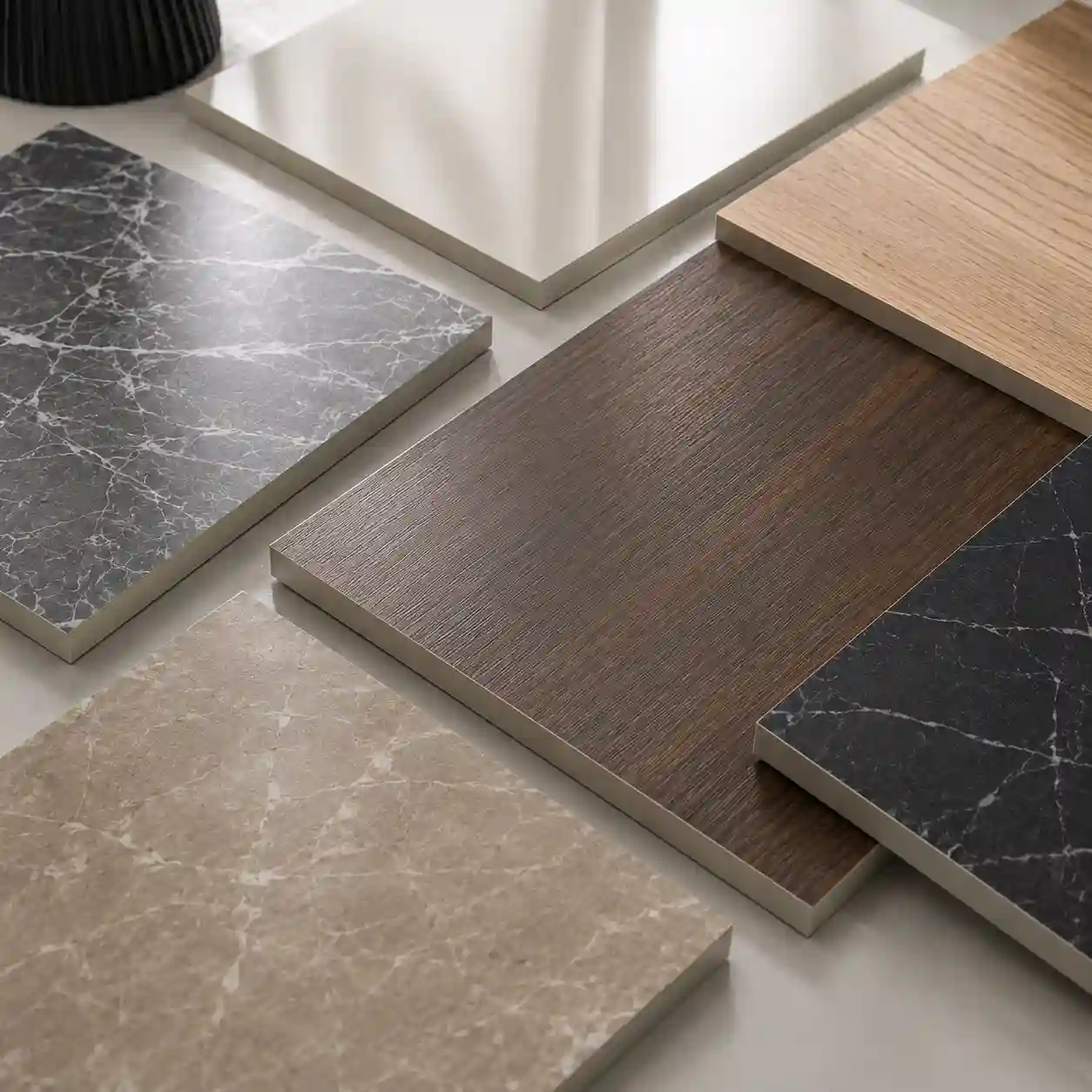 Carbon crystal wall panel surface samples for finish selection