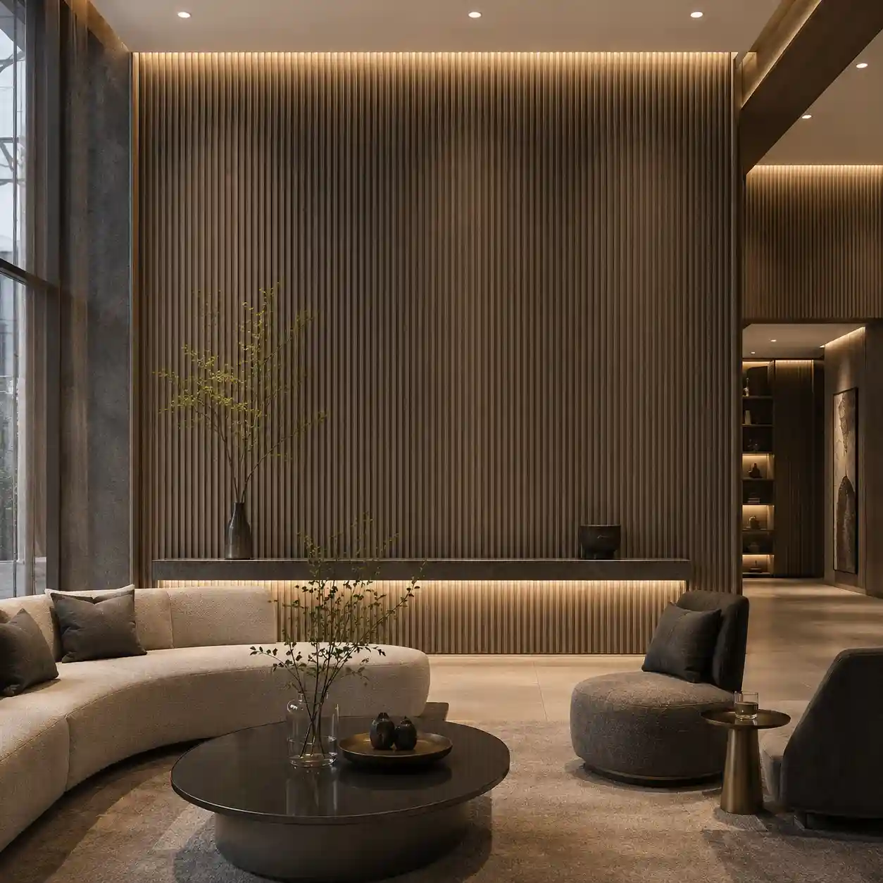 Fluted wall panels for TV background walls, feature walls, hotels and modern interiors