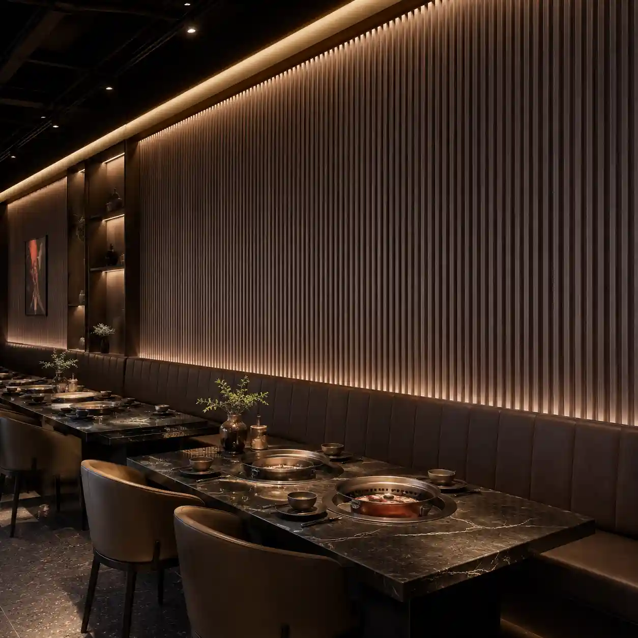 Soft texture micro fluted wall panel for quiet luxury interiors