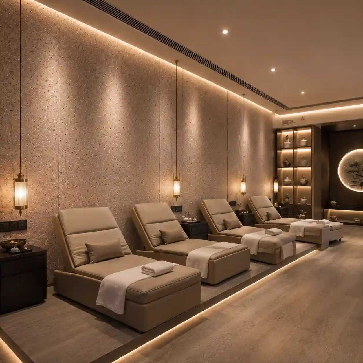 Stone-look surface of polyurethane faux stone panels for interior walls