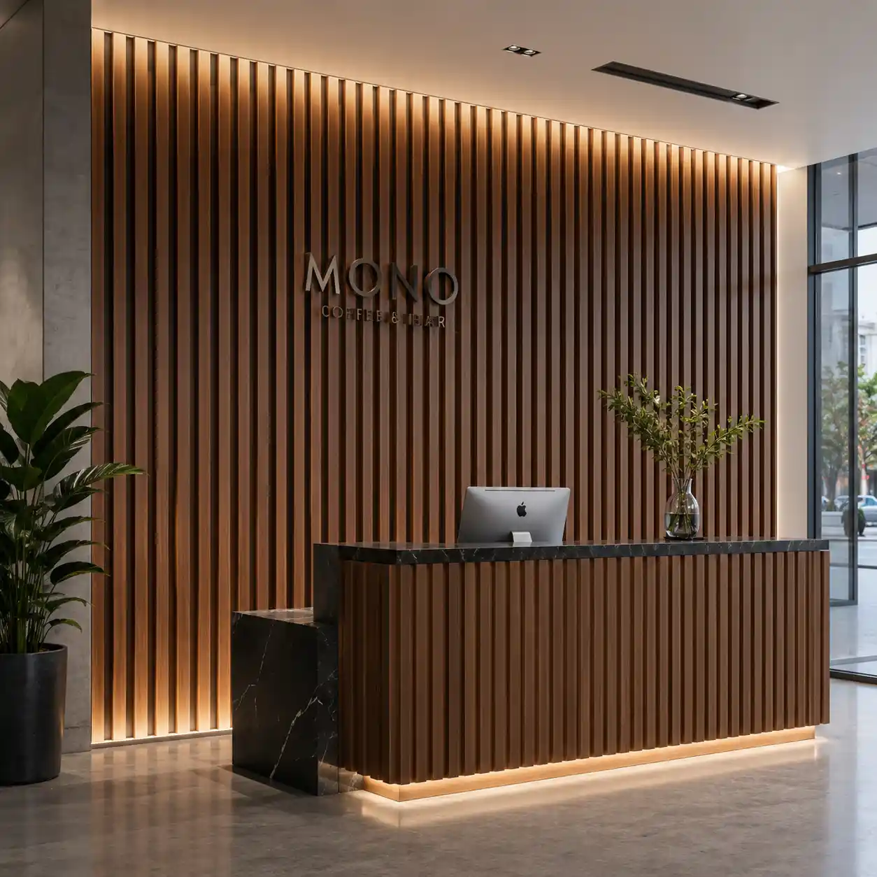 Premium solid-profile fluted wall panel for hotel and villa interiors