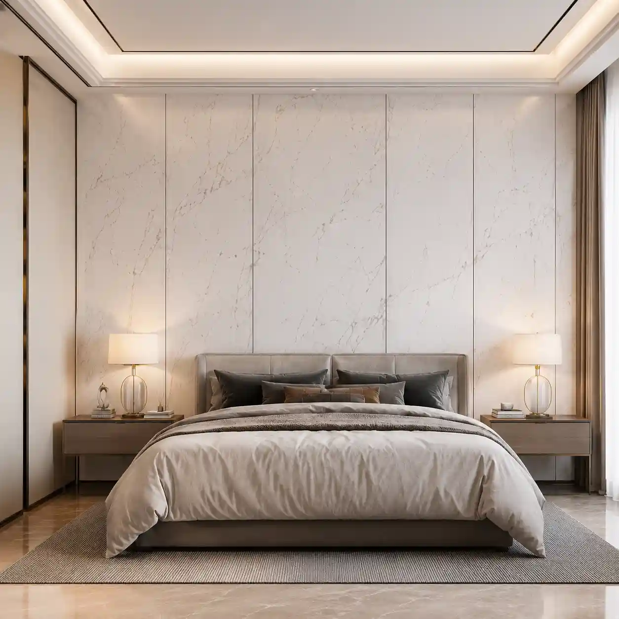 SPC marble wall panels used in a luxury bathroom application