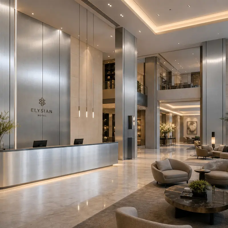 SPC wall panels installed in a hotel corridor application