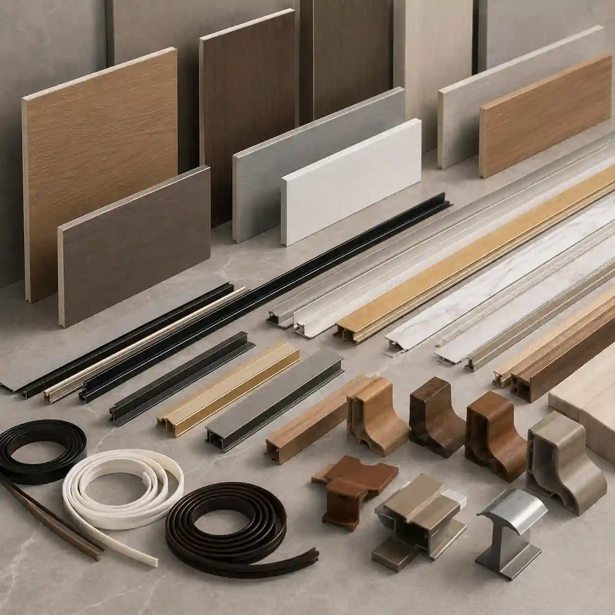 Wall panel trims and accessories material types for professional installation