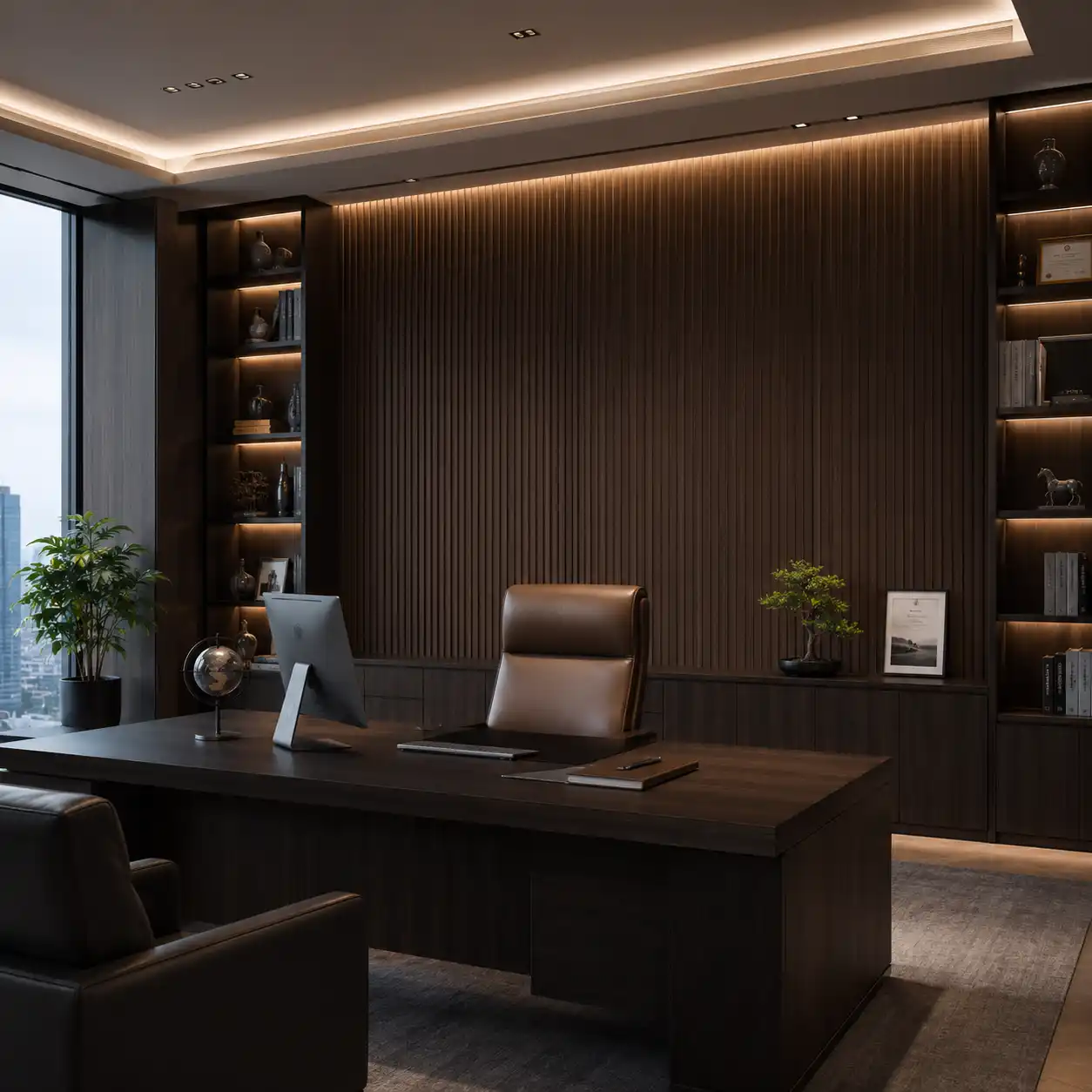 WPC fluted slat wall panels used for a modern living room TV feature wall