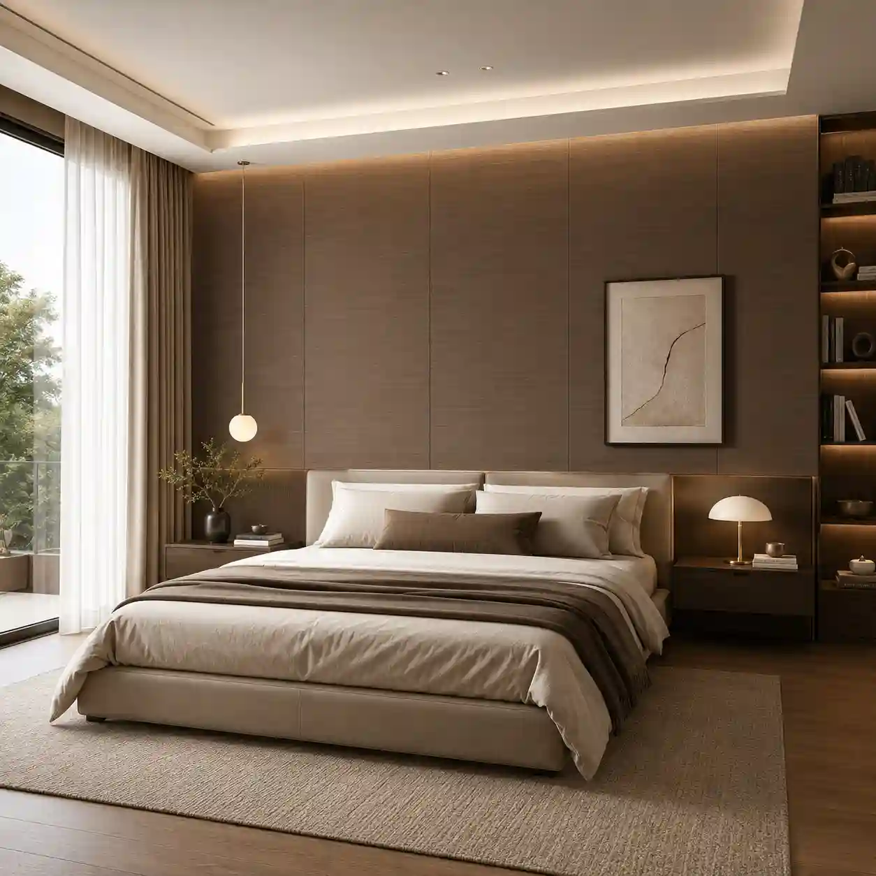 Trim detail for bedroom PVC wall panel beside wardrobe edge