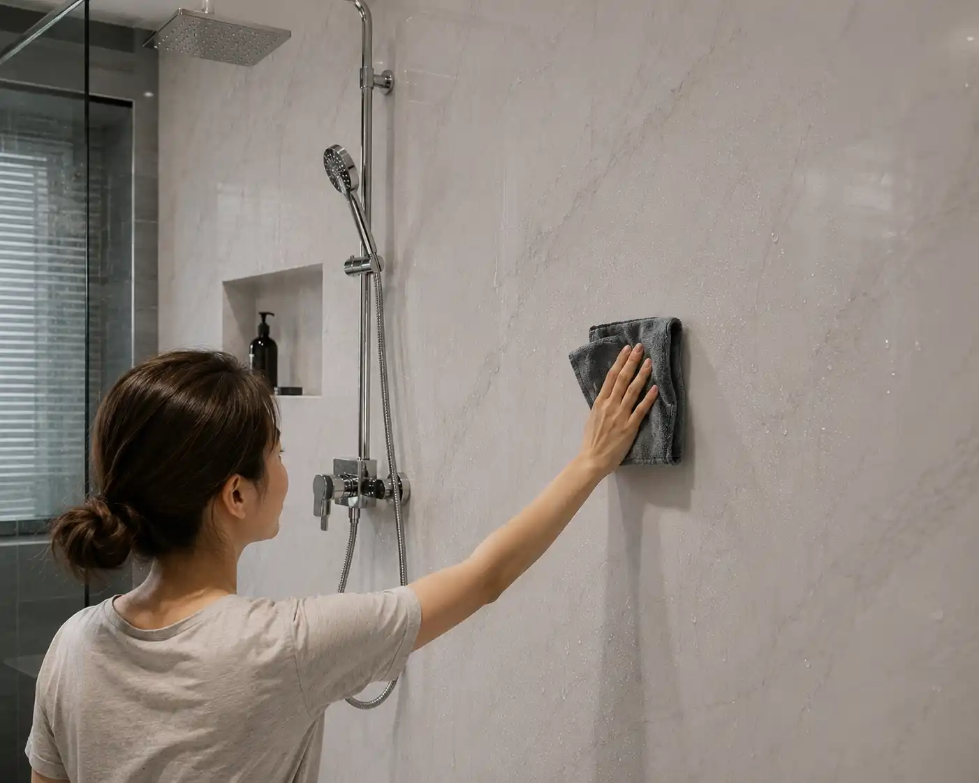 Easy clean shower wall panels with no grout lines