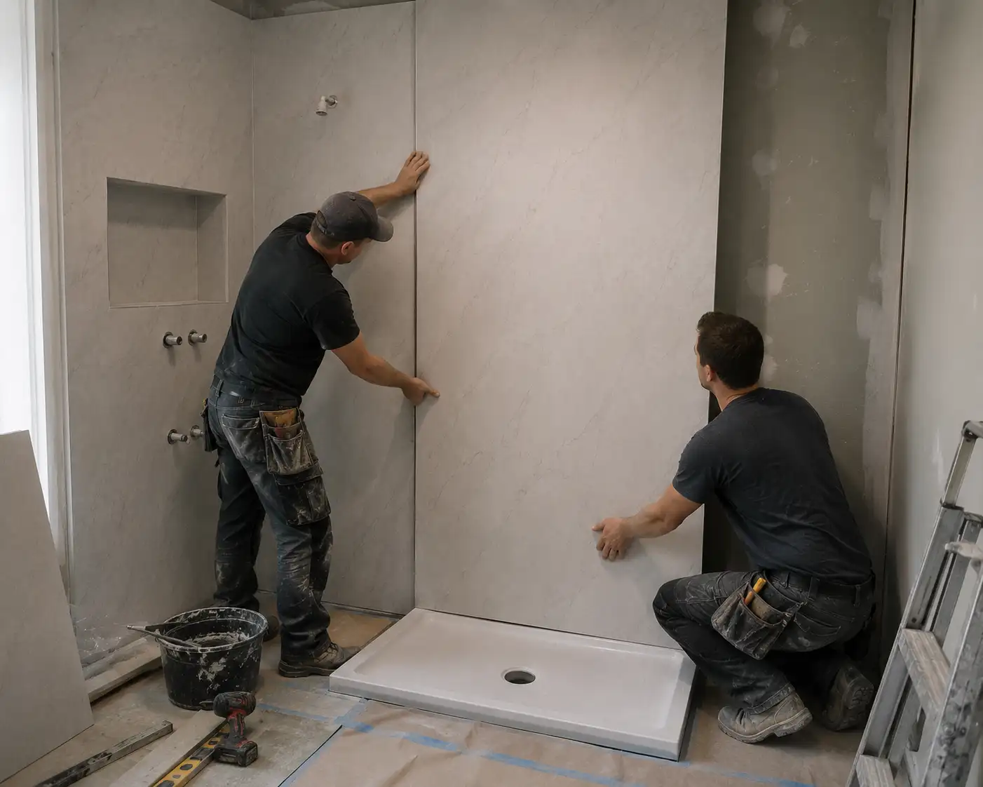 Fast installation of bathroom wall panels during renovation