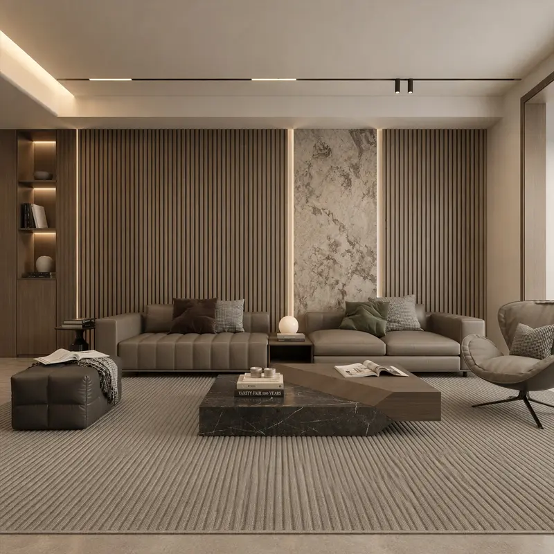 PVC fluted wall panels joined with continuous vertical lines