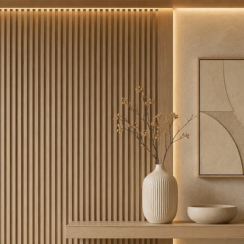 Top and bottom trim detail for PVC fluted wall panels