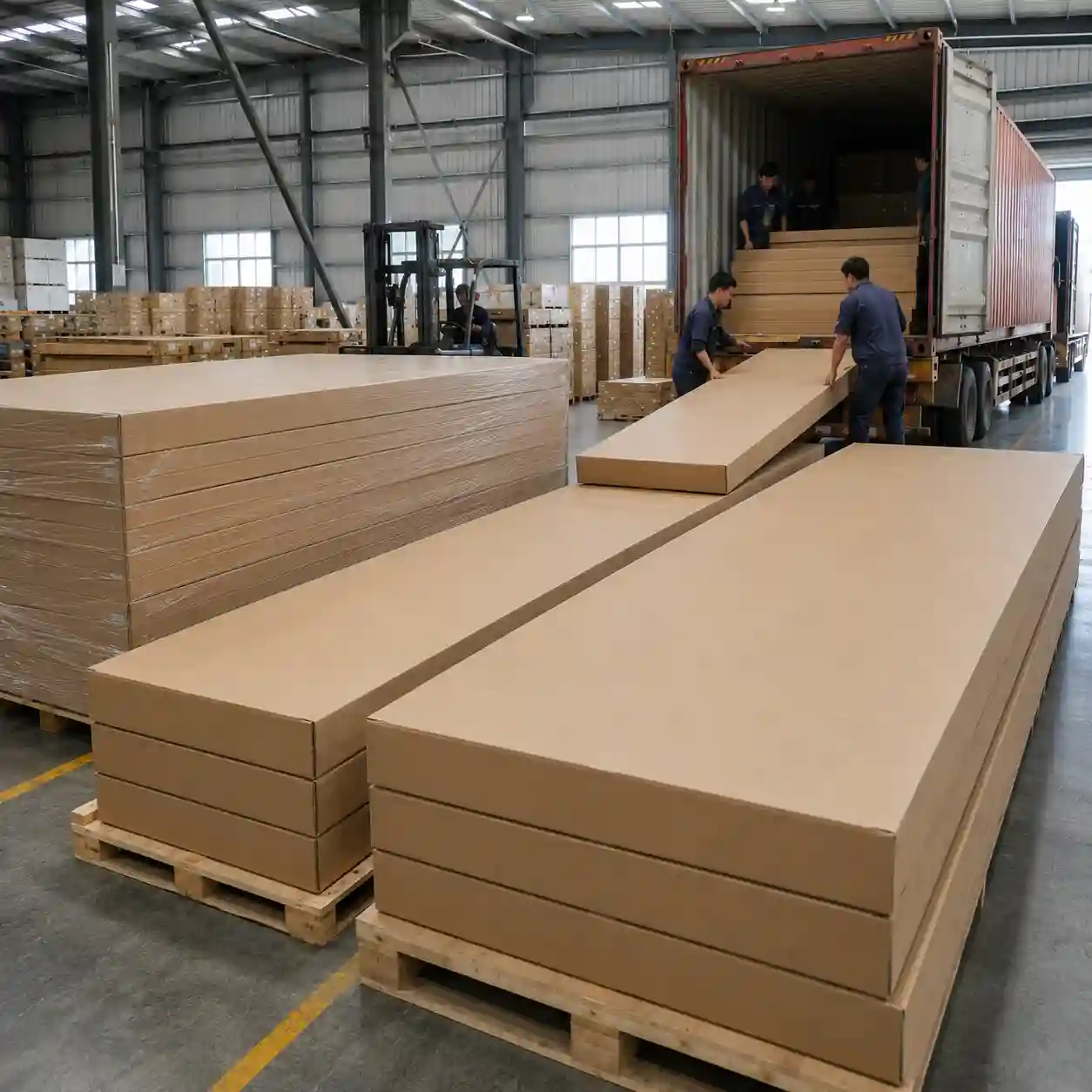 Wall panel container loading for export shipment