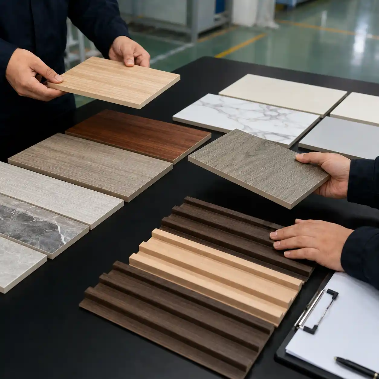 Wall panel sample finish and color check before bulk order