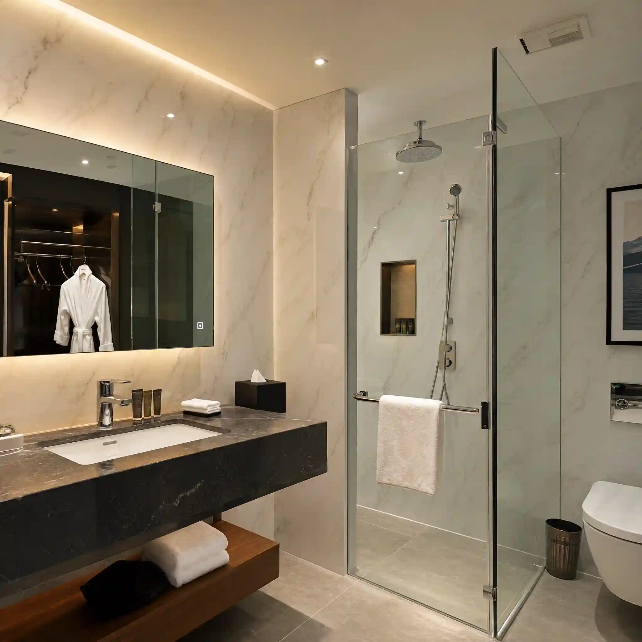 Waterproof SPC wall panels for hotel bathroom renovation