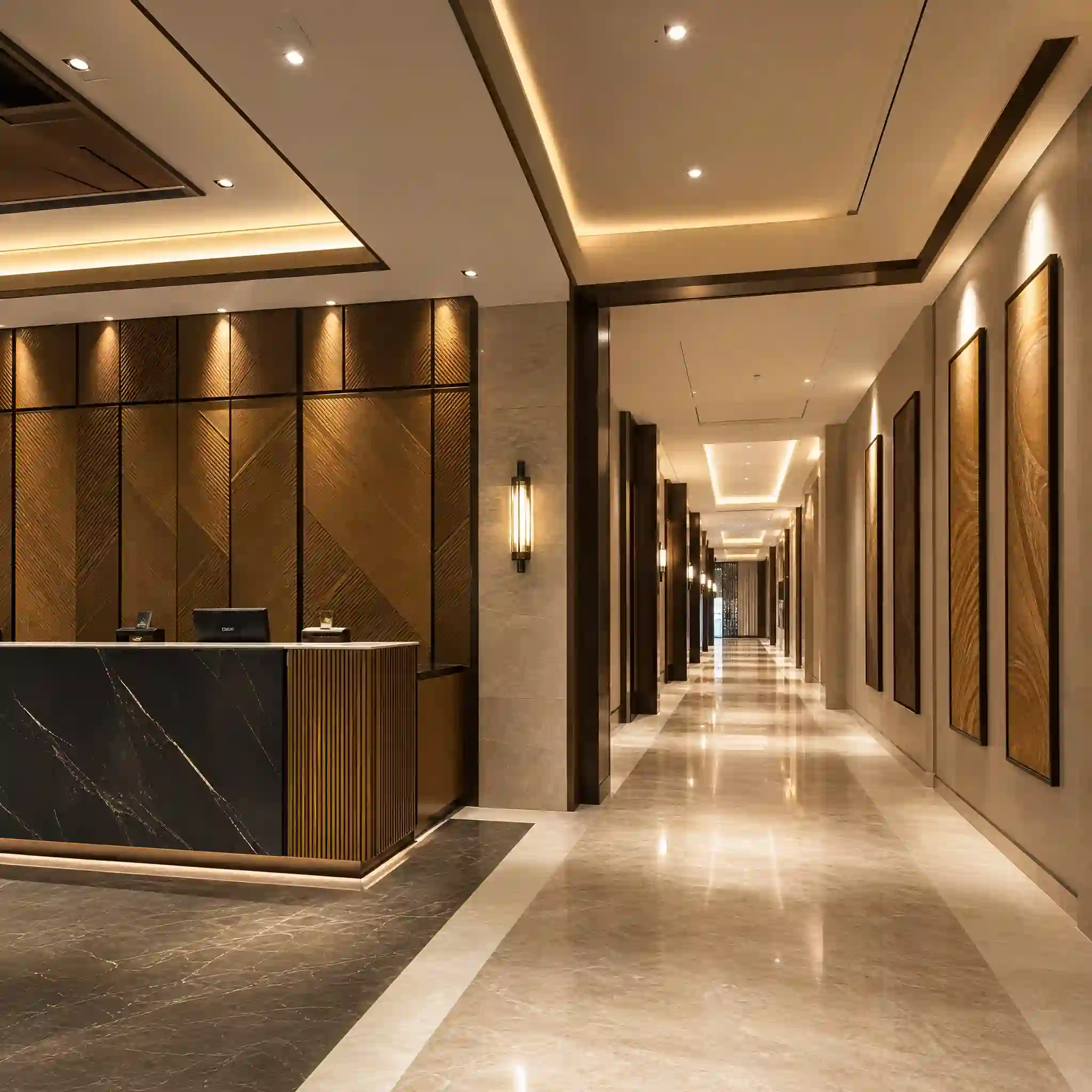Hotel renovation wall panels for lobby and corridor interiors
