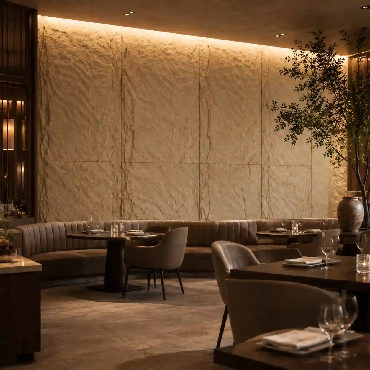 Polyurethane rock wall panels for commercial interior decoration