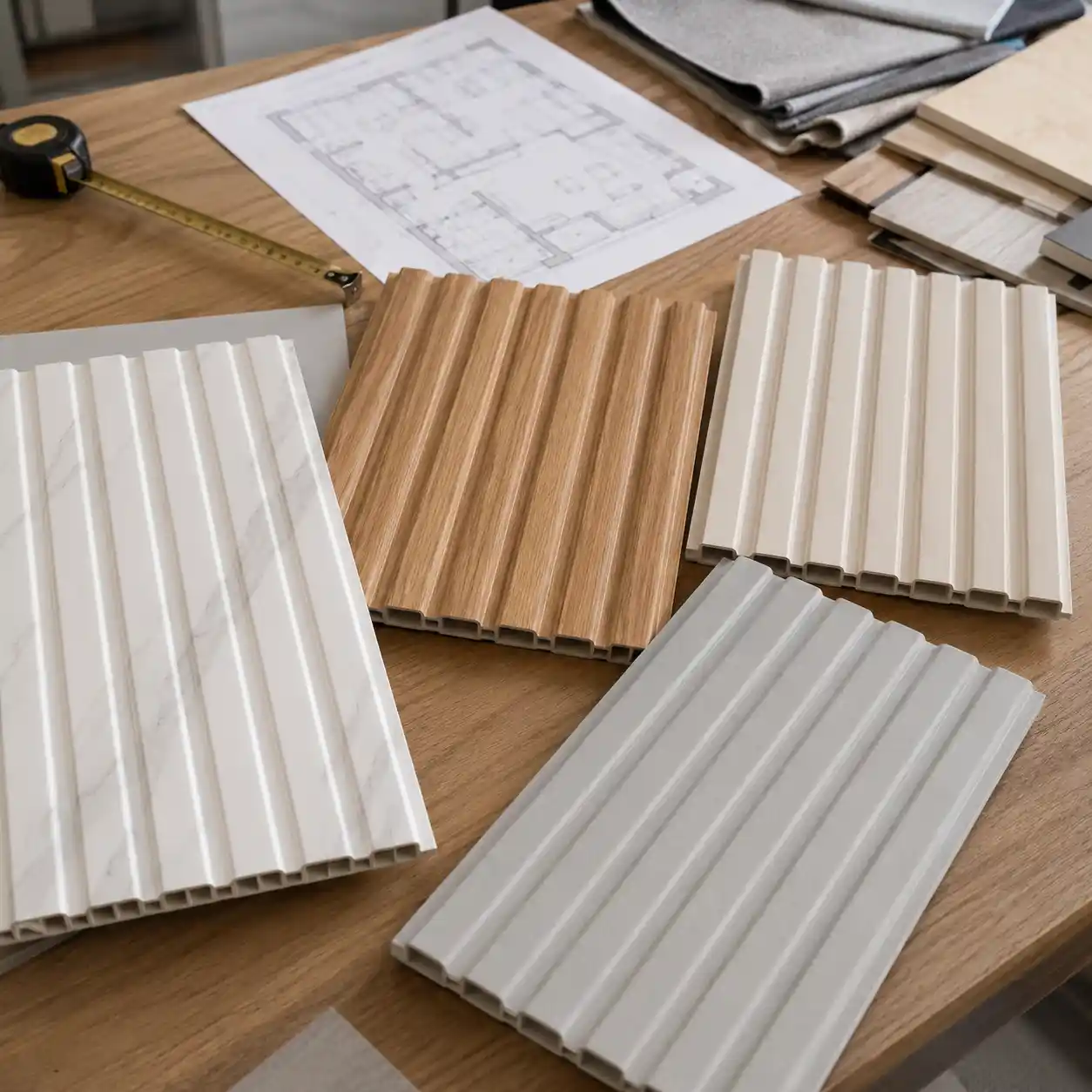 PVC wall cladding finish thickness and size samples for project material selection