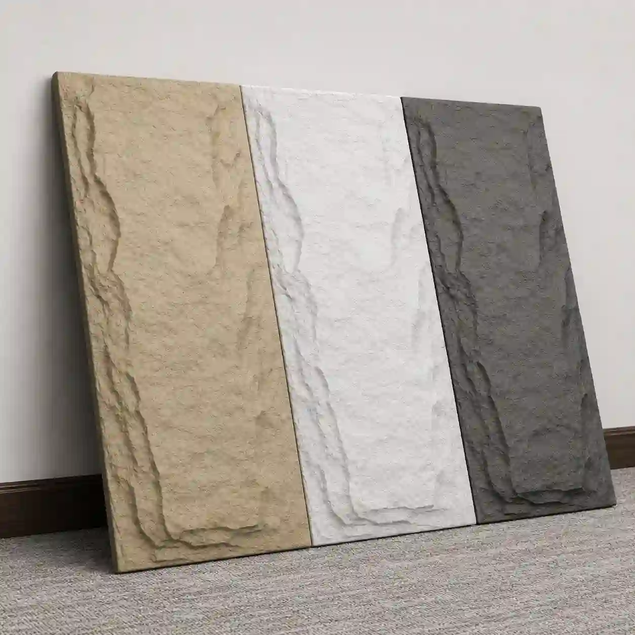 Rock look PU wall panels used on a restaurant feature wall