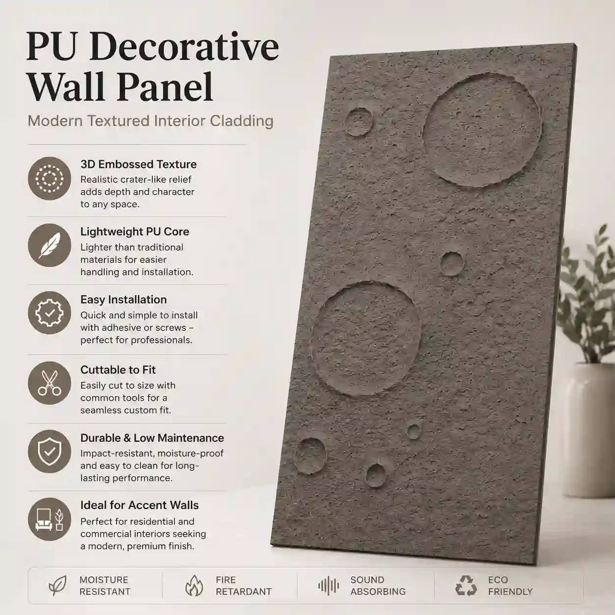 PU stone panels used for indoor hotel, villa, restaurant and retail feature walls