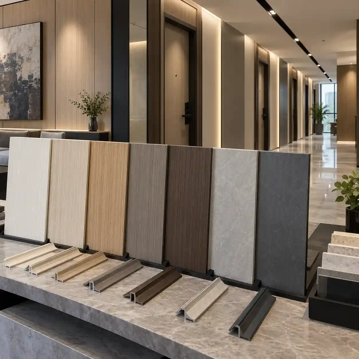 SPC wall panel finish matching for repeated hotel rooms and apartment projects