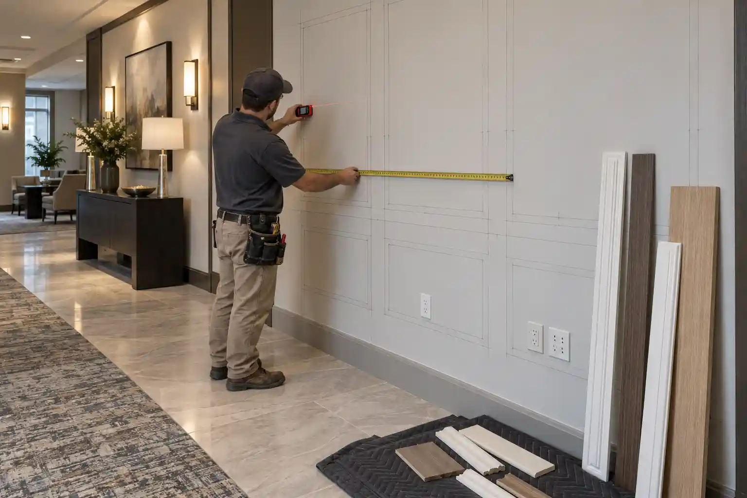 Wall panel RFQ planning with wall measurements and layout notes