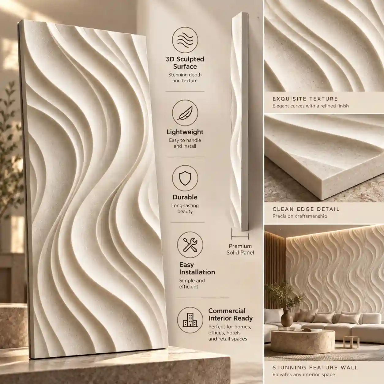 Close-up of geometric texture on a 3D PVC wall panel