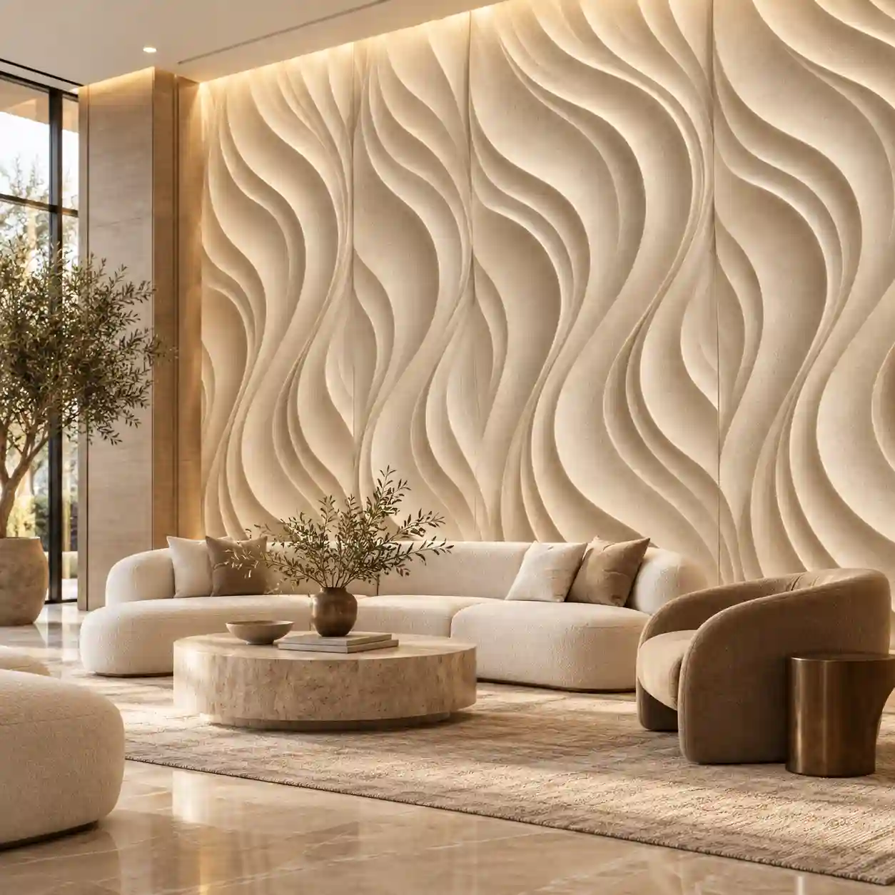 Angled view showing the profile and edge detail of a 3D PVC wall panel